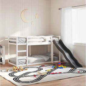 Łóżko Piętrowe Dla Dzieci z Zjeżdżalnią i Schodami z Białego Masywnego Drewna 90x200 cm