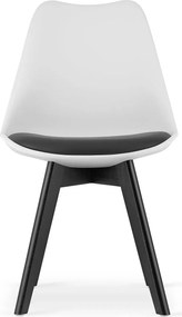 Zestaw białych krzeseł skandynawskich z czarną poduszką 4 szt. - Ares 4S