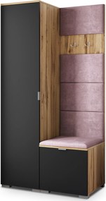 Masseno Garderoba LORI 95/181/51 cm Nowoczesna Szafa do Przedpokoju Dąb wotan, MONOLITH 62 (Wrzosowy)