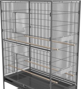 PawHut Klatka dla ptaków z drążkami siedziskowymi, zabawkami dla ptaków, wyjmowaną tacą na dnie, 1 półka, Szary