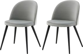 Zestaw 2 krzeseł jadalnianych z czarnego i szarego aksamitu z metalowymi nogami pokrytymi proszkowo