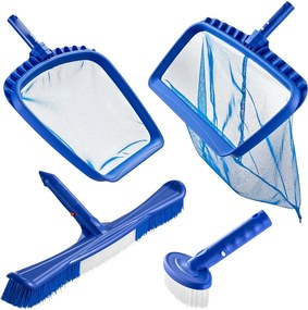 Zestaw do Czyszczenia Basenu SucceBuy, 2 Wymienne Główki Szczotek 51 cm/14 cm i 2 Siatki Basenowe o Drobnych Oczkach, 4w1 Zestaw Narzędzi do Czyszczenia