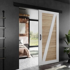 Drzwi przesuwne PALADIO 3 z maskownicą biały i dąb sonoma 100