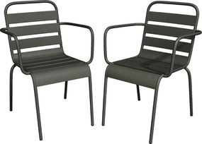Zestaw 2 metalowych foteli ogrodowych ustawianych w stosy - Ciemnoszary - MIRMANDE