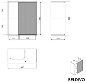 BELDIVO szafka podumywalkowa 50 cm z białą umywalką - drzwi prawe - różne kolory