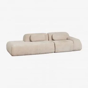 Sofa Modułowy Narożny 2-częściowy Z Lewym Szezlongiem Z Weluru Merida, Pakowany Próżniowo Szenila Gruba Beż Tapioka - Sklum