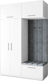Masseno Garderoba REMA 150/240/60 cm Nowoczesna Szafa do Przedpokoju Biała, MONOLITH 85 (Szary)