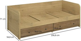 Łóżko z szufladami dąb cremona + dąb lefkas A1-A94