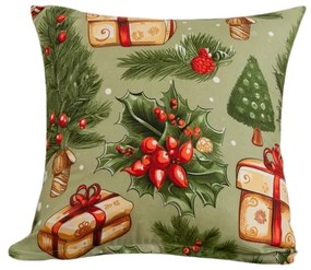 Poszewka na poduszkę z mikrofibry CHRISTMAS PRESENTS 45x45 cm, zielony