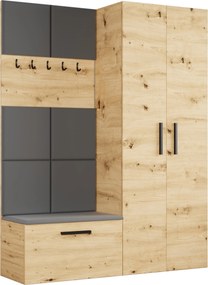 Masseno Garderoba MODULO 160,6/204/40 cm do Przedpokoju Nowoczesna Dąb Artisan