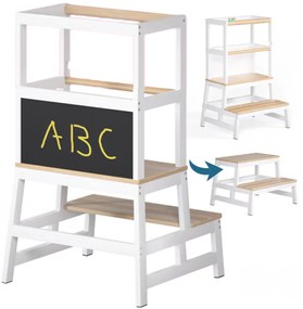 Spielwerk Wieża edukacyjna PLAY z drewna sosnowego, 93x56x49, biała/naturalny brąz