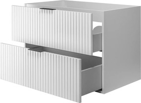 Zestaw łazienkowy: szafka z szufladami i szafka z drzwiami 57×46×120 cm, kolor: biały / blat Dąb Craft, uchwyt czarny