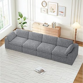Modułowa 4-osobowa kanapa w szarej tkaninie Chenille 368x102x88cm