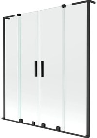 Mexen Velar L Duo parawan nawannowy 2-skrzydłowy rozsuwany 150 x 150 cm, transparent, czarny - 896-150-003-02-70