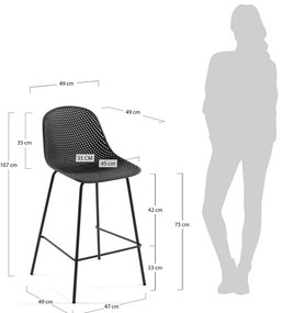 Antracytowy metalowy/plastikowy hoker ogrodowy Quinby – Kave Home
