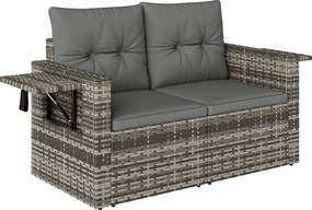 Outsunny Rattanowa sofa 2-osobowa z poduszkami, składane boczne stoliki, jasnoszary | Aosom PL