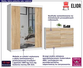 Zestaw Szafa Z Lustrem I Komoda Dąb Sonoma + Biały C2-Z83