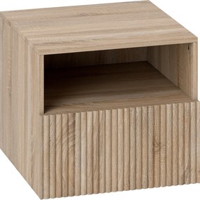 HOMCOM stolik nocny, bezuchwytowy design, otwarta półka, szuflada, montaż ścienny, jasnobrązowy