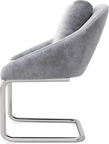 Zestaw 4 krzeseł z weluru - metalowa konstrukcja - Szary