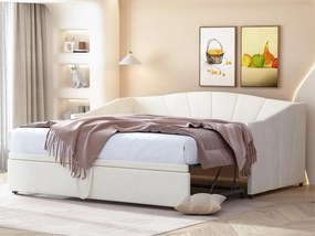 Łóżko wysuwane - 2 x 90 x 200 cm - aksamit - stelaż z listew - kolor beżowy