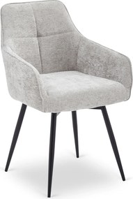 Krzesło Tapicerowane Obrotowe do Salonu LARISA Szare Nowoczesne