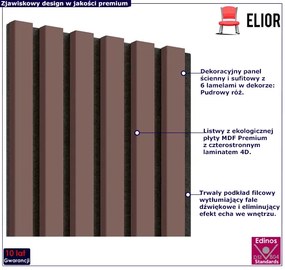 Akustyczne panele lamelowe 2 szt. pudrowy róż H0-G03