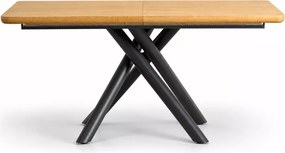 Stół rozkładany Zaisu 160–200 cm dąb naturalny – loftowy, MDF okleina, stalowe nogi