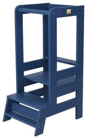 Niebieski pomocnik kuchenny dla dzieci z litego drewna sosnowego Montessori – Meowbaby