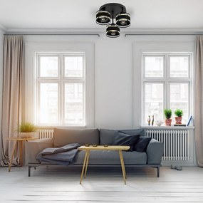 Lampa sufitowa czarna trzypunktowa z czarnymi abażurami T-3030SC-SCSCS
