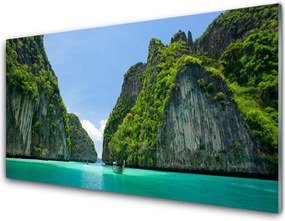 Dekor Szklany do Kuchni Błękitna Zatoka wśród Szczytów