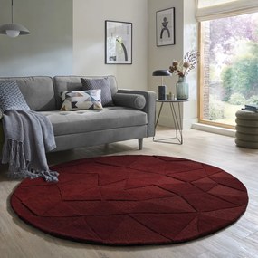Bordowy wełniany okrągły dywan tkany ręcznie ø 160 cm Shard Red – Flair Rugs