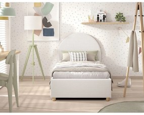 Białe tapicerowane łóżko jednoosobowe ze schowkiem i stelażem 90x200 cm Moon – Vipack