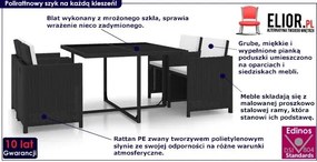 Czarny 5-częściowy zestaw nowoczesnych mebli ogrodowych Elox