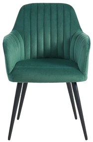 Zestaw 6 krzeseł z podłokietnikami z weluru i czarnego metalu - Zielony - ELEANA