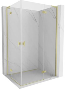 Mexen Mist-H L Duo kabina prysznicowa uchylna prawa 80 x 100 cm, transparent, złota szczotkowana - 8A5L-080L-100P-55-00