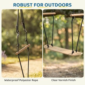 AIYAPLAY Huśtawka deskorolkowa z regulacją wysokości, antypoślizgową deską, wodoodporną liną, uchwytami, Czarna | Aosom PL