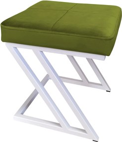 Pufa ZETA tkanina Welur loft ławka podnóżek metal : Kolor Stelaża - Biały, Kolor tkaniny - VELVET - BL75, Typ tkaniny - Velvet