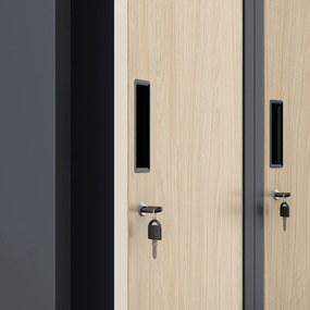 Szafka pracownicza czterokomorowa antracytowa / dąb sonoma: Eco Design KACPER, 800 x 1800 x 500 mm