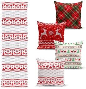 Zestaw 4 świątecznych poszewek na poduszki i bieżnika Minimalist Cushion Covers Nordic Knit