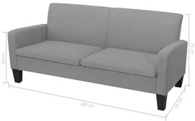 Jasnoszara 3-osobowa sofa do salonu - Vivere