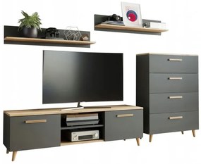 Zestaw rtv do pokoju antracyt + dąb artisan M3-E83