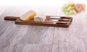 Deska do serów + 3 noże, 43x16 cm, komplet
