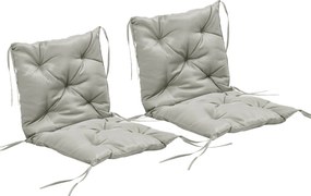 Outsunny Zestaw 2 poduszek na siedzisko, 98 x 50 cm poduszki na krzesła z taśmami, pokrowiec materiałowy, 8cm grubości jasnoszary | Aosom PL