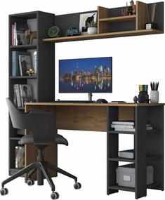 Biurko z regałem Hado Walnut and Anthracite