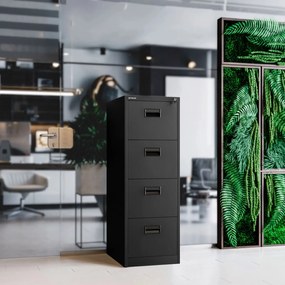 Metalowa szafka kartotekowa 46x62x132 cm Sara V4, czarna