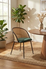 Zielone krzesło z rattanowym oparciem M1-M27