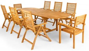 TAMAN NORFOLK FSC - zestaw ogrodowy z drewna tekowego 6+2+1