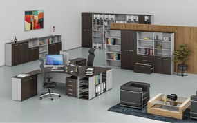 Narożne biurko PRIMO GRAY, 160x120 cm, lewe, szary/wenge