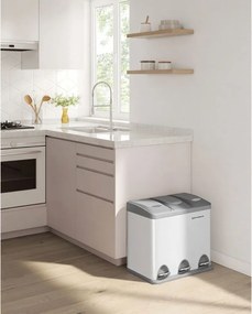 Kosz do segregacji odpadów SORT, 24l (3x8l), szara/biała SongmicsHome