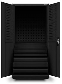 Szafa warsztatowa DAREK, 920 x 1850 x 500 mm, All Black: czarna